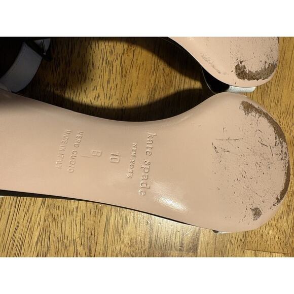 KATE SPADE Size 10 Strappy Open Toe Block Heel White and Black Quiet Luxury - Picture 12 of 14